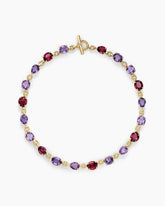 Marbella Toggle Necklace in 18K Yellow Gold with Amethyst and Rhodolite Garnet